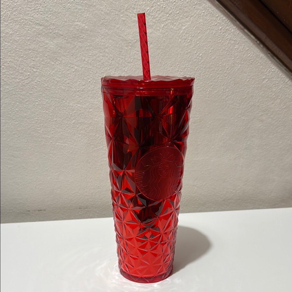 Starbucks Ruby Red Geometric Tumbler